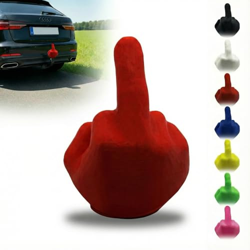R-Satz Shop Kugelschutzkappe für Anhängerkupplungen - Hand - Mittelfinger - Abdeckkappe für Kupplungen - AHK Kappe Lustig Abdeckung (Rot)