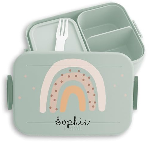 Kinder Bento Box Midi für Mepal Bentobox - Brotbox Boho Regenbogen Lunchbox Rainbow I - 900 ml - Sage Grün - brotdose rosa vesperbox mädchen schule personalisierte geschenke kind lunchboxen