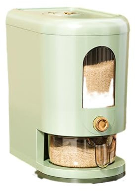 BBTISG 5 kg Reisaufbewahrungsbehälter, automatisches Pressen, Reisspender, Reisaufbewahrungsbehälter mit Deckel, Mess-Zylin, feuchtigkeitsbeständig, Müsli-Spender