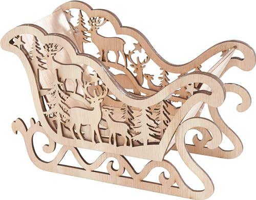 VBS Steckbausatz Schlitten Holzbausatz 7 Teile unbemalt furniert Sperrholz 8x12x18 cm Weihnachten DIY Deko Bausätze Steckmotive