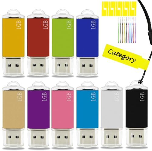 1GB USB Flash Drive 10 Pack Nicepicten USB 2.0 Thumb Drives Metal Jump Zip Drive Memory Stick Pendrive Memoria USB 1 GB with 10PCS Lanyard Label - Mixcolor 10 X 1GB Flash Drives
