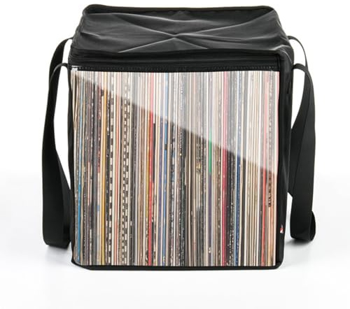 Imtrub Stockage d'albums pour disques vinyles, Stockage de disques, Étui de Rangement pour disques, Organisateur de disques résistant, Caisse de Rangement Pliable avec poignées de Couvercle pour Une
