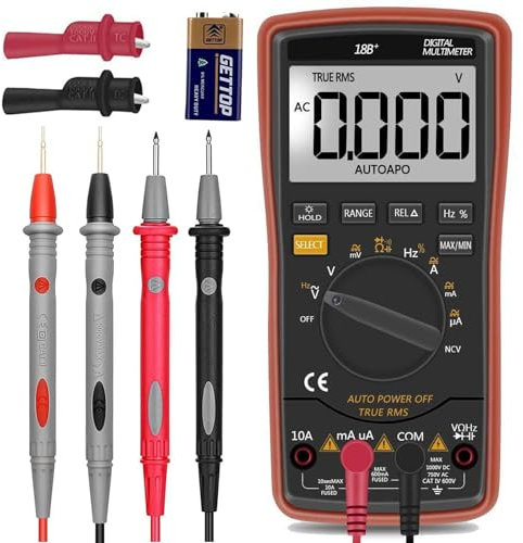 Digital Multimeter, Auto-Ranging Digital Multimeter with Alligator Clips, AC Voltage Tester,Voltage Alert, Amp/Ohm/Volt Multi Tester/Diode and Continuity Test HZ with Backlight LCD Display