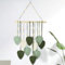 Tenture Murale en Macramé, Macramé Tenture Murale Boho Déco avec Perles en Bois et Feuilles Vertes, Macramé Décoration Murale Bohème avec Lumière LED pour Chambre à Coucher, Salon, Chambre D'enfant