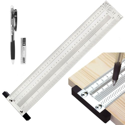 Xemnys Ultra-Präzisen Anreißlineal, Edelstahl Anreißwerkzeug T-Lineal 400 mm, Zimmermannswinkel, Metrisch, Holzbearbeitungswerkzeug für Anreißen, Speedmarker, Positionierung, Messen, Zeichnen