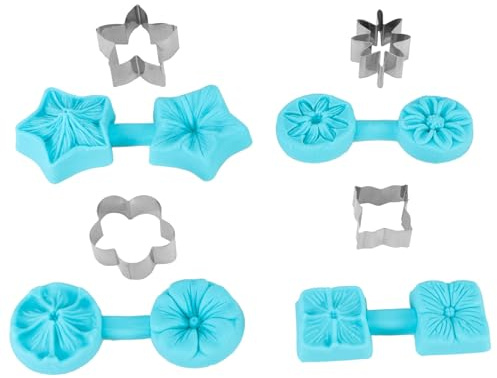 Stampo da Forno in Silicone con 4 Motivi Floreali e Formine per Dolci, Cioccolatini, Compleanni, Baby Shower