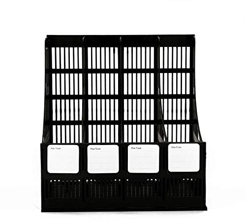 1 Set mit 4 Abschnitten, Zeitschriftenhalter aus Kunststoff, Rahmen, Aktenteiler, Dokumentenschrank, Regal, Präsentations- und Aufbewahrungsbox, schwarz, stabile Schreibtischplatte, schwarz (schwarz)