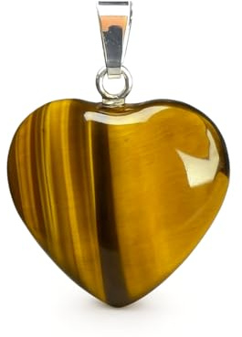 Felicidade Ciondolo a forma di cuore in occhio di tigre, gioiello protettivo e naturale, 4 cm, Pietra, Occhio di tigre