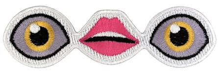 Urbanski Patch Lustiger Smiley Auge Lippe Auge zum Aufbügeln 2,2 x 9,3 cm | Aufnäher Applikation Bügelbild
