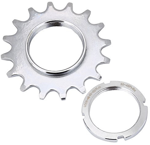 Roue Libre de Vélo à Vitesse Unique, Pignon de Vélo en Acier de Type Fileté, Pièces de Rechange avec Anneau de Verrouillage pour Vélo à Pignon Fixe (16T)