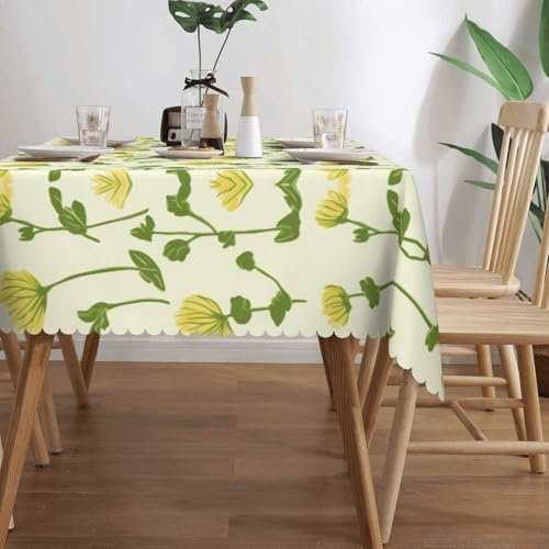 JDFHGNU Gelbe Chrysanthemen-Tischdecke für rechteckige Vintage-Hochzeitstischdecken für Abendessen, Teepartys, Dekoration, Zuhause, 137 x 183 cm