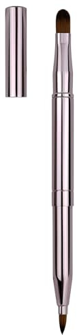 Kkuadcehi 1 st läppborste, infällbar läpp inkluderar lock, dubbla ändade läppsminkborstar, för läppstift, läppglans, multifunktionell läppborste (rosa)