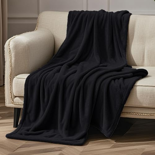 GOUTUI Premium Cashmere-Feeling 150 x 300 cm Cashmere Feeling Sofadecken Falten Beständig/Anti-Verfärben für Sofa Schlafzimmer, Schwarz