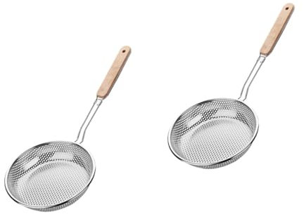 OKUMEYR 2piezas Cuchara Coladora De Inoxidable Esmalte Antideslizante y Para Filtrar Pasta y Alimentos Utensilio De Cocina Práctico y De Limpiar