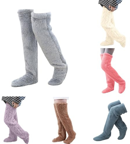 NaLatia Chaussette Chaude Femme Polaire, Chaussettes Chaudes d'Hiver, Chauffe-Jambes, Chaussettes En Peluche Mignonnes Pour Anniversaire, Chaussettes de Genou pour La Maison