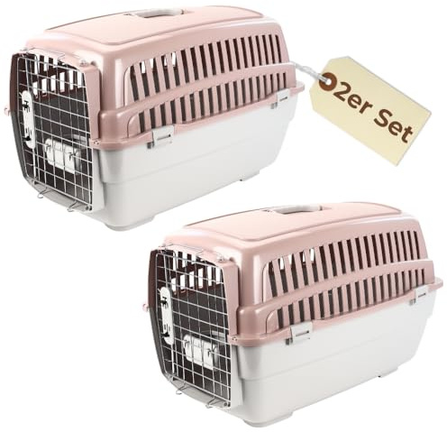 2er Set Transportbox IATA-konform Flugbox Flugzeug Hundebox Hunde Transportbox Hund für 2 Tiertransportbox Hundetransportbox Gr. L