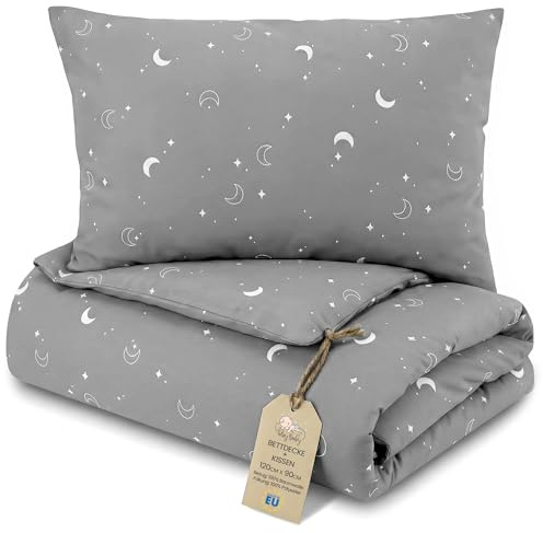 Kinder Bettdecke ohne Bezug 90x120 cm - Baumwolle Baby Decke und Kissen Set Kinderdecke 90 x 120 und Kopfkissen 60 x 40 - Bettdecken Kinderbettdecke Oeko-Tex Monde