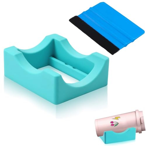 Cup Cradle for Crafting, Tumbler Holder, Silicone Cup Holder, Sturdy Tumbler Cradle with Felt Squeegee, Silicone Cup Holder, Use to Apply Vinyl Decals Mug Beer Can Glass Bottle, Green