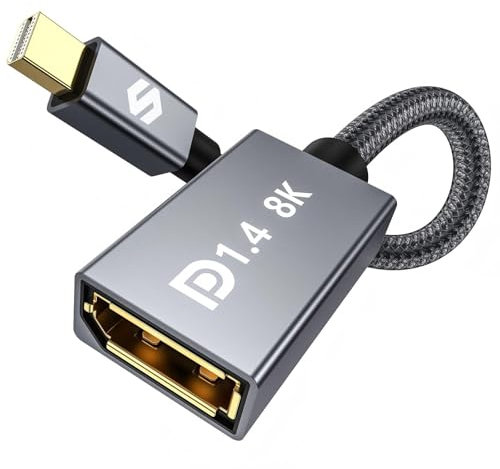 Hemlosk Adattatore da Mini Displayport a Displayport 1.4, Adattatore da Mini DP a DP 8K@60Hz 4K@144Hz, Compatibile con Thunderbolt 2, Convertitore Ultra Hd per Laptop Macbook VR Monitor, Plug & Play