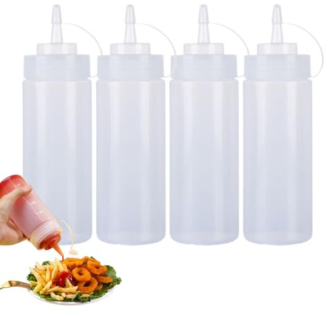 Noaxylic 4 Stück 350ml Squeeze Flasche Quetschflasche mit Versiegelt Kappen