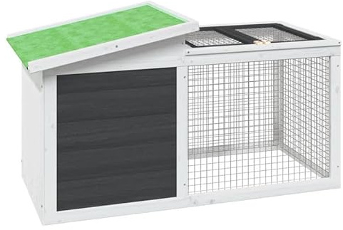 Kaninchenstall aus massivem Kiefernholz & Sperrholz | Grauer Kleintierstall 100,5x54x55 cm | Robustes Gehege für Kaninchen & Nager | Ideal für Innen- & Außenbereich
