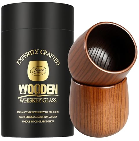 The Original Charred Wooden Bourbon Drinking Glass Bourbon Gifts for Men | Whiskey Glasses for Dad | Great Whiskey Gifts for Men Who Have Everything | Perfect Presents for Boyfriend or Dad (2 Pack)
