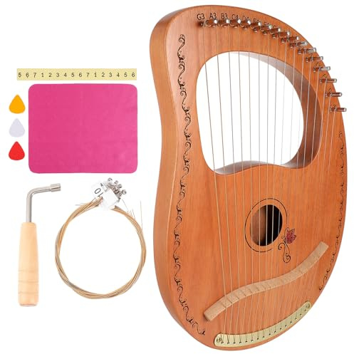 HIAKDOFT Saitige Lyra Harfe aus Holz Warm Klingendes Musikinstrument für Anfänger und Tragbare Leierharfe als Geschenk Fördert Musikalisches Interesse und Spielerische Unterhaltung