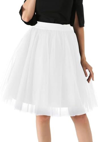 Tüllrock Lang Damen Mit Elastische Hohe Taille Puffy Tüll Röcke Tütü Rock Rockabilly Midirock Große Größen A-Linie S-XL