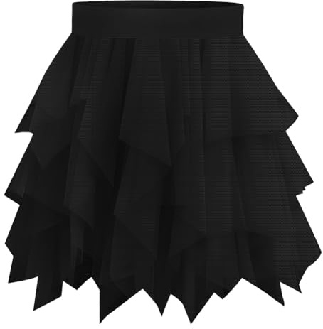 BSBUY Gonne Irregolare in Tulle, Gonna Corta in Rete da Donna Elegante, Donna Midi Plissettate Tutu in Tulle Elastica con Sottogonna, Strati Gonna Balletto per Carnevale Natale Anni '50 Party Prom