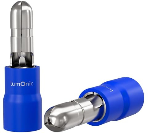 Lumonic 25x Rundstecker 1,5-2,5mm² | Blau, 4mm | Rundstecker für Rundsteckhülsen 4mm | Kabelverbinder, Kabelschuhe isoliert | KFZ, Motorrad, Elektrik