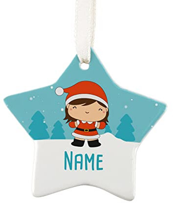 Herz & Heim® Christbaumanhänger mit Ihrem Wunschnamen - Verschiedene Motive Weihnachtsfrau