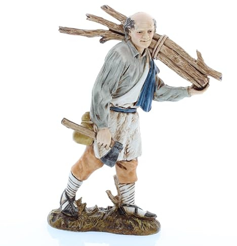 Moranduzzo Holzfäller für Krippe 12 cm Maßstab 1:15 - Unzerstörbare Krippenfiguren - Stil 700', Handbemalt, Offizielles Produkt, Hergestellt in Italien, Bildhauer M. Landi