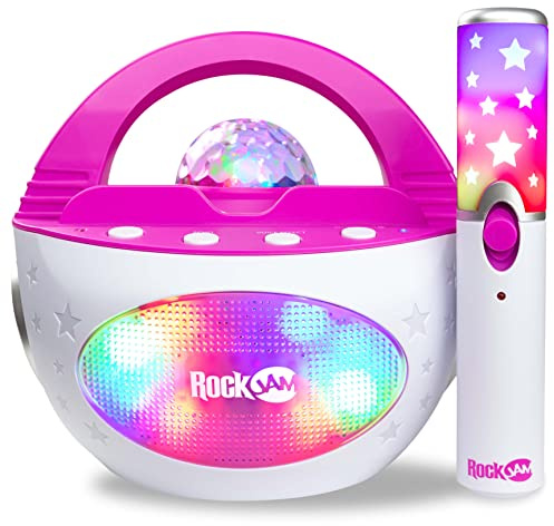 RockJam K-Pop Rechargeable Wireless 10-watt Bluetooth Karaoke Machine with Led Disco Light & Wireless Karaoke Microphone