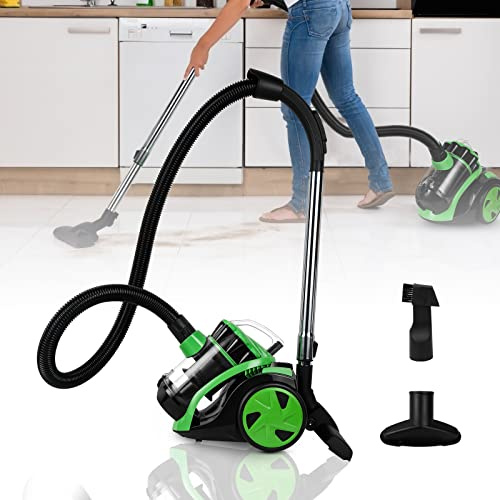 Jiubiaz Staubsauger ohne Beutel 900 Watt Niedriger Stromverbrauch inkl. 3.0L Staubbehälter Zusatzdüsen, Effizienter HEPA-Filter, Bodenstaubsauger Beutellos für Hart- und Teppichböden