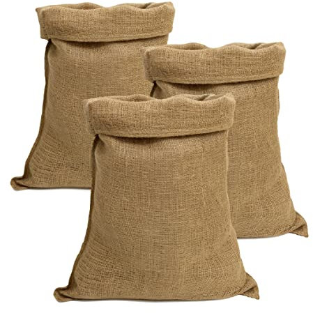 IPEA Sacos de yute de gran tamaño – 80 x 50 cm – Fabricado en Italia – 3 unidades – Saco de yute tejido natural para manualidades, decoración, jardinería, contenedor de objetos