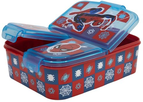 various Fiambrera para Niños-Sandwichera con 3 Compartimentos para Guardería, Fiambrera con División Infantil, Gran regalo para niños (SPIDER-MAN)