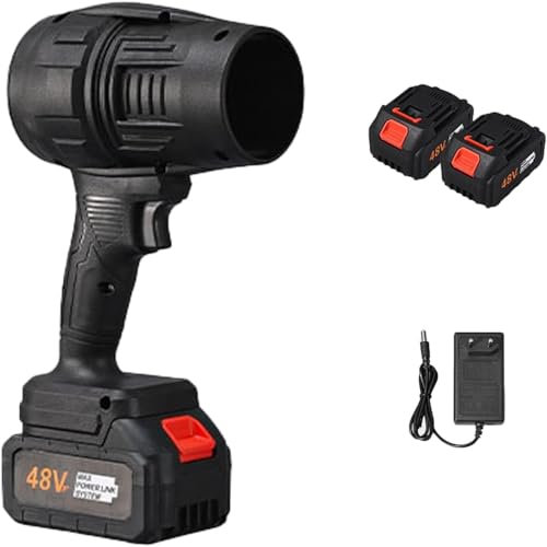 Seese Cordless Leaf Blower Handheld, Portable Electric Jet Blower, Wash Blower with Battery and Charger, Mini Powered Clear Snow Dust Blower, Compressed Air Turbo Blower(Black with 2*lithium battery)