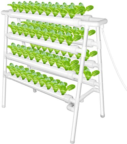 PTSZNGS Hydroponic Grow Kit, Hydroponics Growing System 4 Layers 72 Plant Sites Food-Grade Pipes Hydroponic Planting Equipment with Water Pump, Pump Timer for Leafy Vegetables