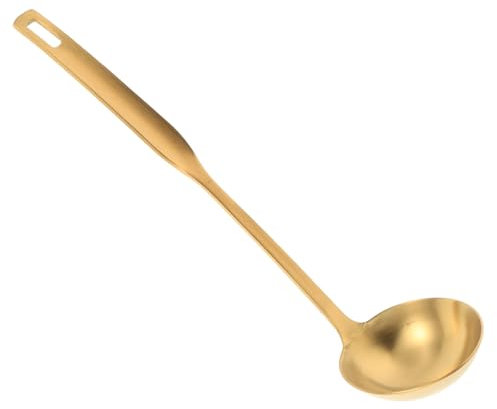 SOLUSTRE Edelstahl Schöpfkelle Mit Goldenem Finish Große Suppenlöffel Für Kochen Und Servieren Robuste Kochlöffel Für Brühen Und Flüssigkeiten