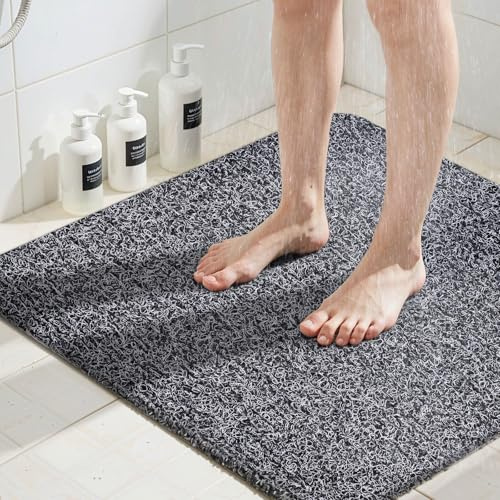 COSYLAND Duschmatte rutschfest 60x60, Badewannenmatte rutschfest mit Ablauf, Weiche PVC-Luffa Rutschmatte Dusche, Schnell Anti Rutsch Badematte, Schwarz-weiß