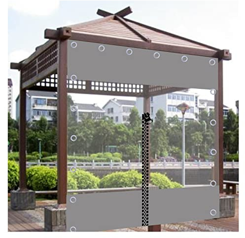 BUJNIE Copertura Laterale per Pergola Telone Tettoia per Carport, Padiglioni, Magazzino, Tenda Divisoria, Telo Impermeabile Esterno con Cerniera, Ganci (5.25x8.2ft/1.6x2.5m)