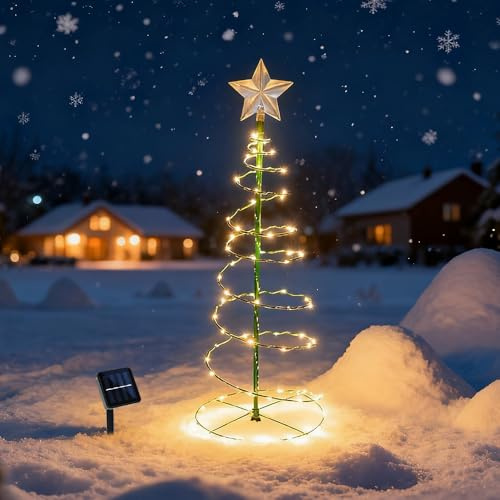 KLYNGTSK Weihnachtsbeleuchtung Weihnachtsdeko Outdoor Weihnachtsbaum Beleuchtung Wetterfest Lichterkette Aussen Solar Solarlichterkette LED Draußen Tannenbaum Winter deko Christmas Lights Warmweiß