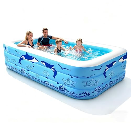 Lcoarl Aufblasbare Schwimmbecken, 300x165x56 cm, Großes aufblasbares Pool für Kinder und Erwachsene, Langlebiges Familien-Freizeitpool, Kinderbecken für Garten, Hinterhof