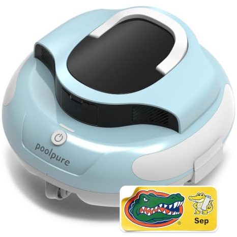 POOLPURE Aspirateur de piscine automatique pour piscines creusées et hors sol jusqu'à 10,7 m, double moteur de 35 W, autonomie de 120 minutes, batterie 5000 mAh, élimination des débris fins et des