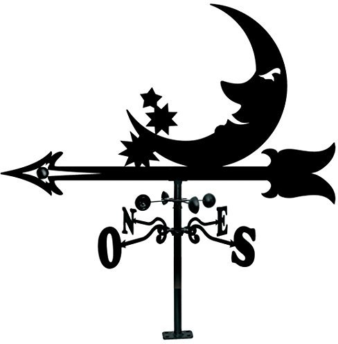Arthifor- Veleta de Viento para Tejado con Silueta de Luna,Negro Mate,90 x 99 cm (21124)