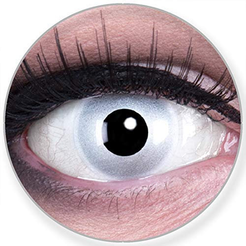 Colores Contacto lente Mirror gris + 60 ml Cuidado de + comida – funnylens Marca de calidad, 1 par (2 unidades) de colores Lenses Perfección a Halloween, carnaval, o fastnacht