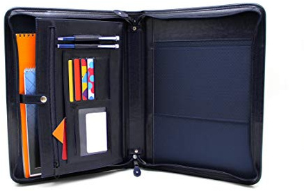 Noda Portfolio aus Kunstleder, A4, Konferenzmappe A4, Business-Organizer, Schreibmappe, Lederpadfolio (blau)