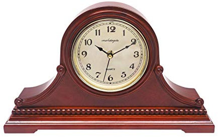 vmarketingsite Kaminuhr, batteriebetrieben, leise Holz-Tischuhr mit Westminster-Glockenspiel, massives Holzregal, dekorative Kaminuhr, 22,9 x 40,6 x 7,6 cm (kastanienbraune, arabische Ziffern)