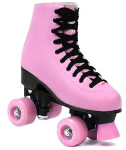 SMJ sport Damen Klassische Retro Rollschuhe | ABEC7 Kugellager | Mint Rosa Mädchen Classic Roller Skates Inliner Inlineskates | Gr. 35, 36, 37, 38, 39, 40, 41 (Pink/Schwarz, 35)