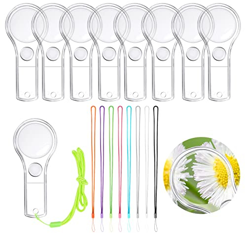 48Pcs Magnifying Glass for Kids Plastic Magnifier 5X Mini Hand Lens with 48 Lanyards for Science Class Reading Party Outdoor Observation Activity IRCHLYN